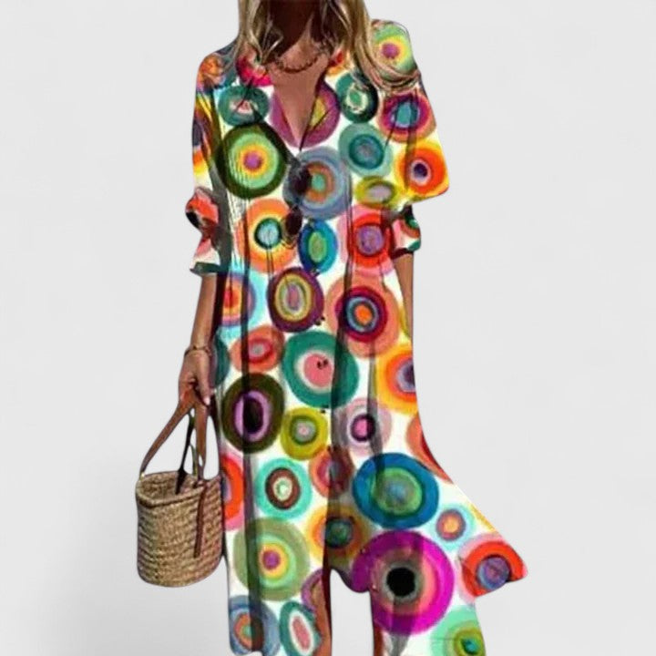 Casual chic women's floral midi dress, a stylish choice for summer, evening outings, and resort vacations.