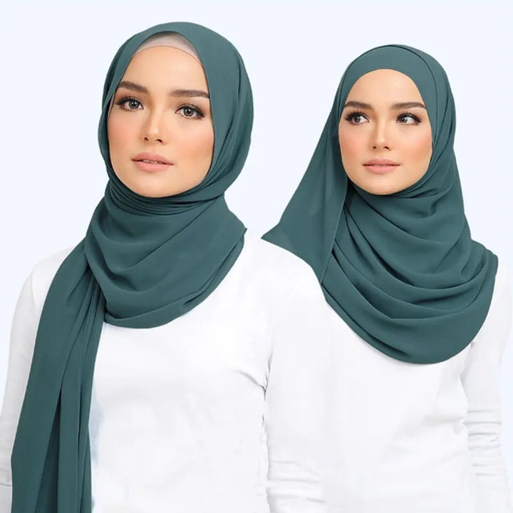 Soft & elegant chiffon hijab scarf for women. Lightweight head covering, a versatile all-season accessory.