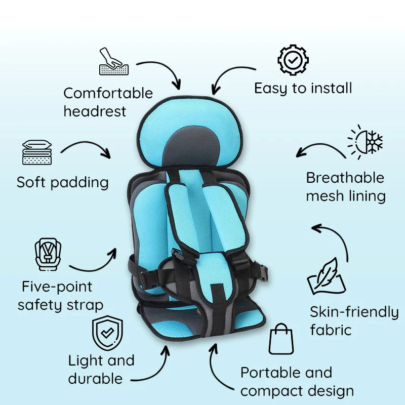 Portable booster seat for children, offering superior protection and comfort for travel.