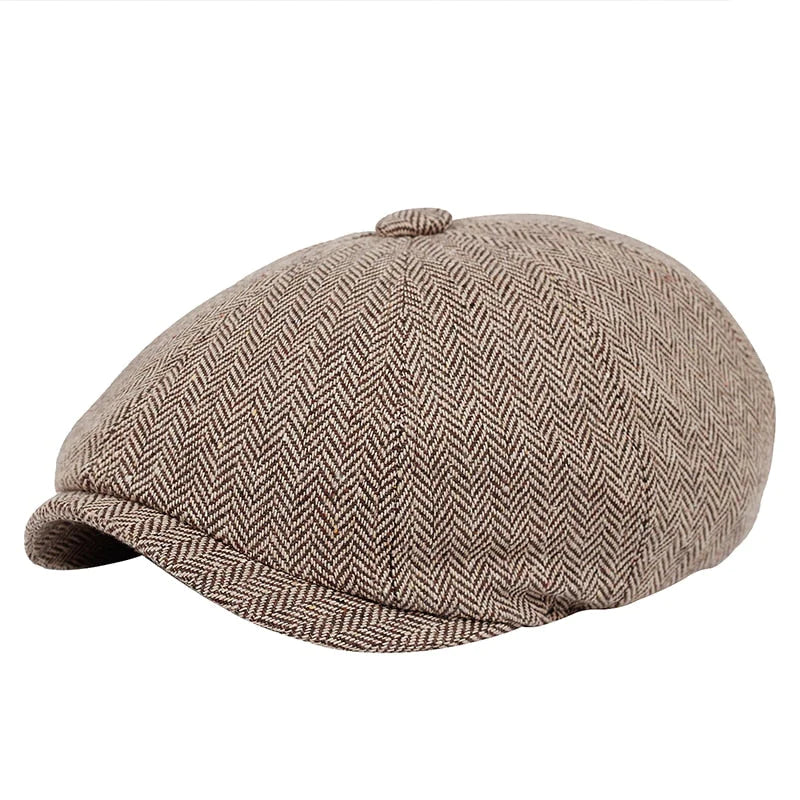 Men's vintage flat cap, a classic newsboy style hat for stylish and timeless men's fashion.