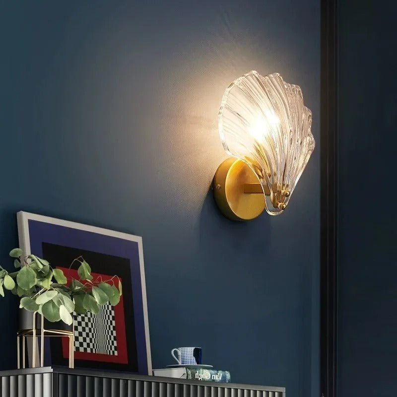 Coastal Shell Wall Sconce – Elegant Glass Wall Light - Lexians