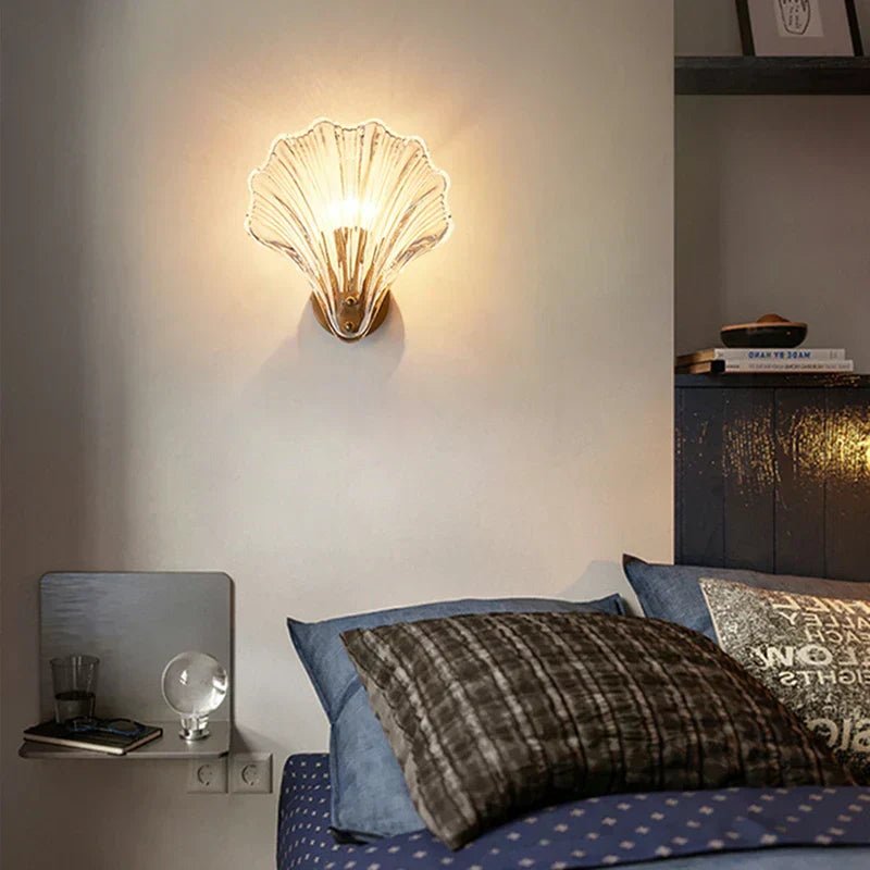 Coastal Shell Wall Sconce – Elegant Glass Wall Light - Lexians