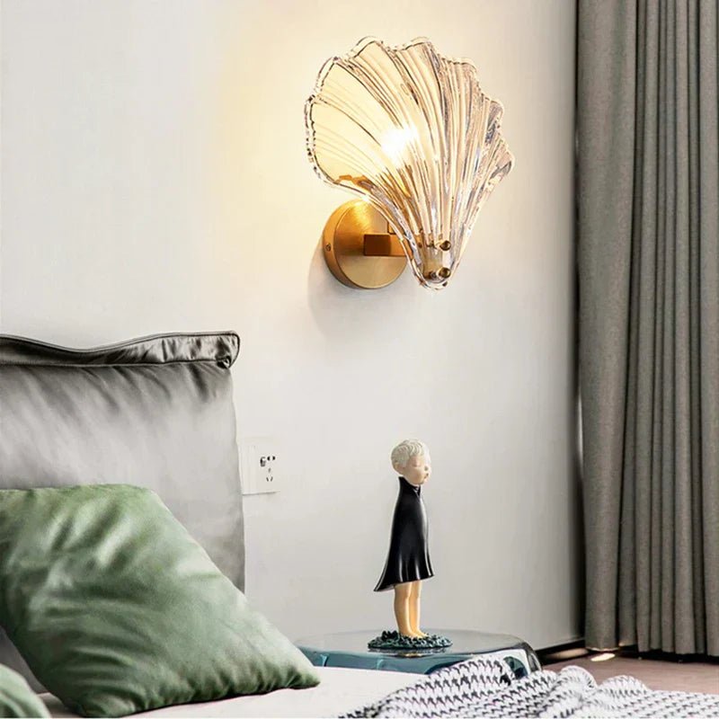 Coastal Shell Wall Sconce – Elegant Glass Wall Light - Lexians