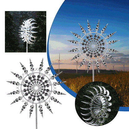 Colorful anti-rust metal windmill with kinetic design, smooth multi-color finish, enhances garden aesthetics, spins in breeze