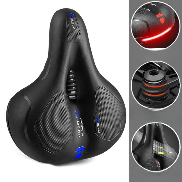 Waterproof, shock-absorbing bicycle saddle for comfortable rides & back pain relief. Durable accessory.