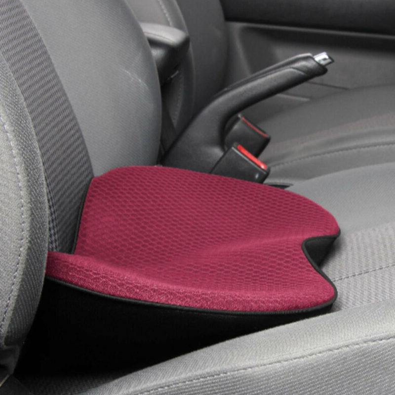 "Comfortable car seat cushion for short drivers, memory foam, 3.5 inches thick, raises height, ergonomic, breathable fabric"