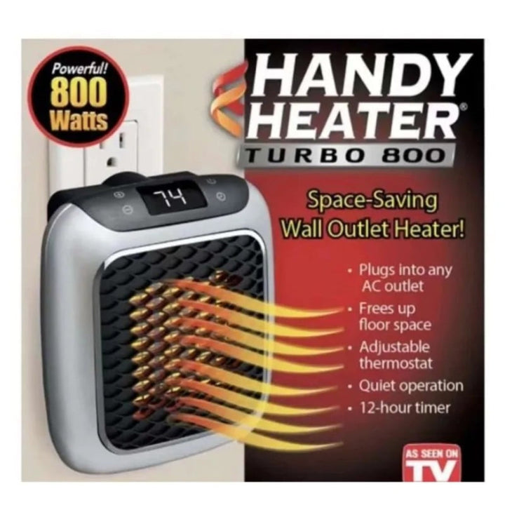 Portable mini wall plug-in heater, ideal for quick setup and personal warmth in home offices or small rooms.