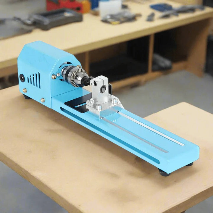 Compact Mini Wood Lathe Machine for DIY Projects, with sturdy build and precision, ideal for woodworking enthusiasts.