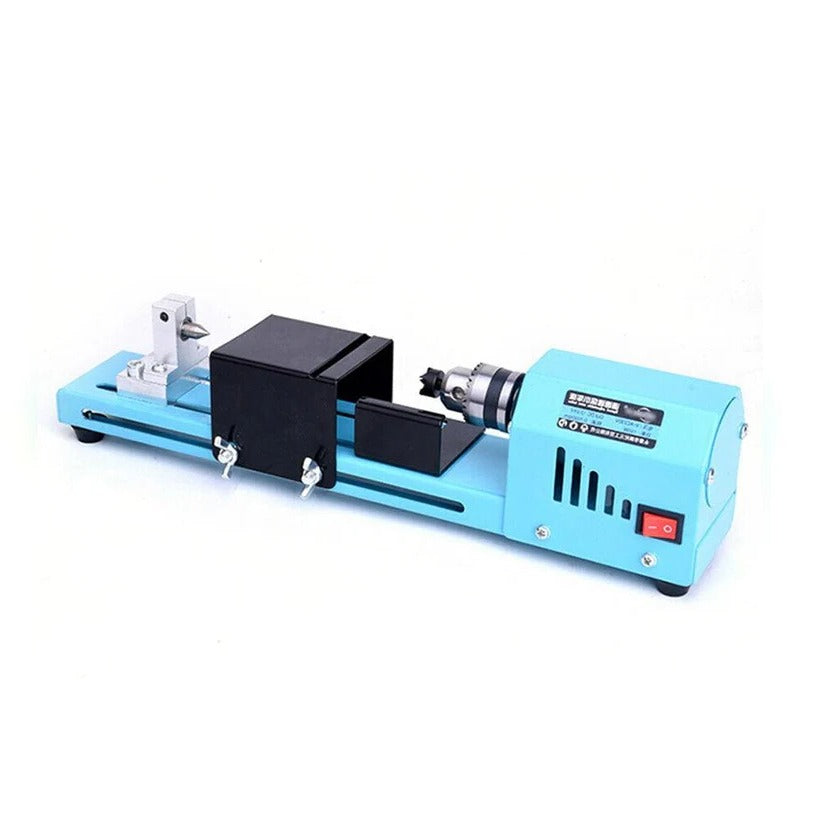 Compact Mini Wood Lathe Machine for DIY Projects, with sturdy build and precision, ideal for woodworking enthusiasts.