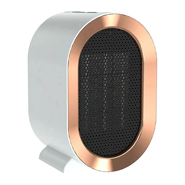 "Compact portable electric heater with energy-efficient ceramic element, ideal for heating small spaces, shown in stylish des
