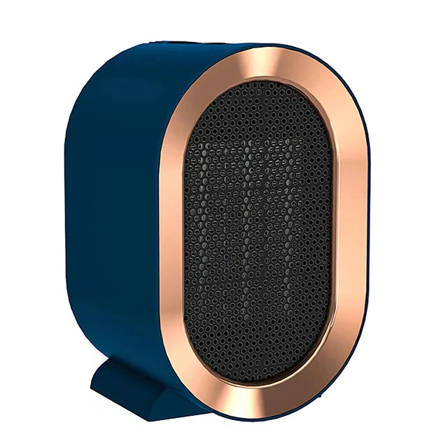"Compact portable electric heater with energy-efficient ceramic element, ideal for heating small spaces, shown in stylish des