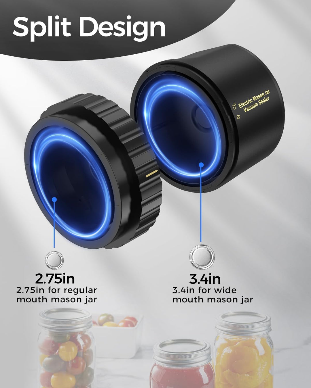 "Compact portable electric vacuum sealer kit, black, cordless, fits Mason jars, ideal for kitchen food preservation."