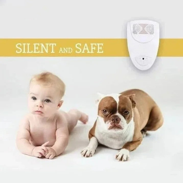 "Compact ultrasonic bed bug repellent device, chemical-free, easy plug-in, effective in 48 hours; safe for kids and pets."