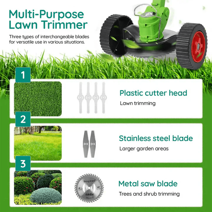 Cordless Electric Grass Trimmer - Battery Operated by Homeowners - Lexians