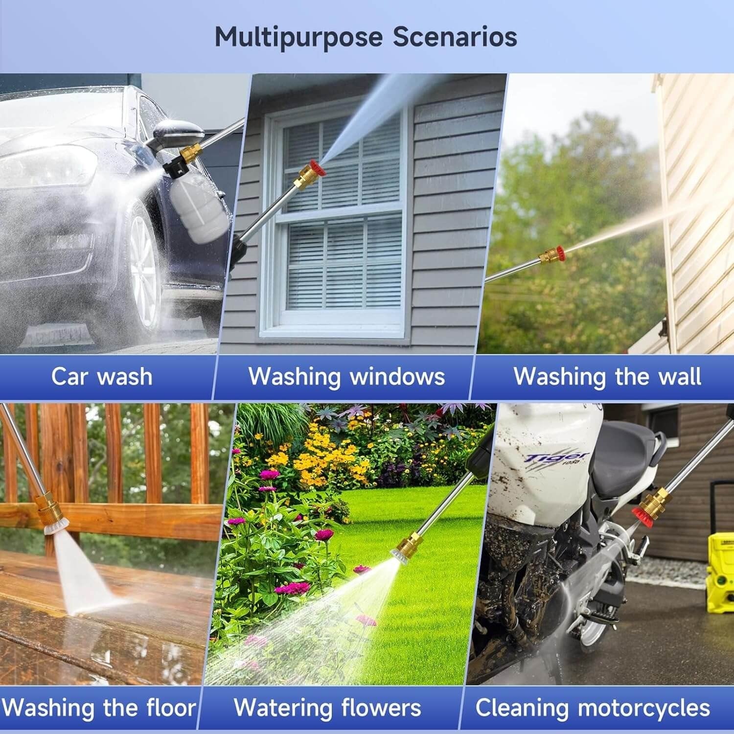 Cordless high pressure washer, portable and lightweight, ideal for outdoor cleaning and vehicle washing with strong water out