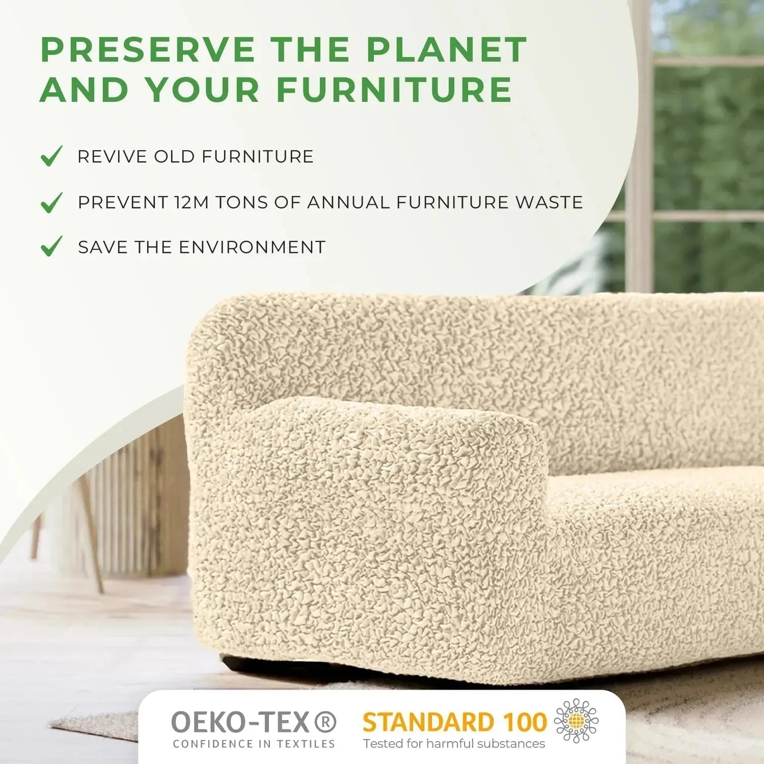 Cotton Loveseat 2 - Seater Slipcover - Kid & Pet Friendly - Lexians