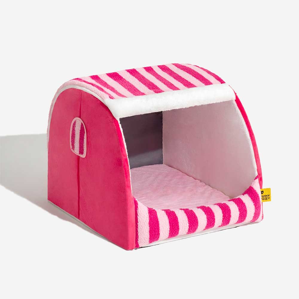 Cozy Orthopedic Striped Dog Bed - Plush Hideaway for Pets - Lexians