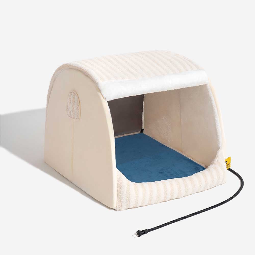 Cozy Orthopedic Striped Dog Bed - Plush Hideaway for Pets - Lexians