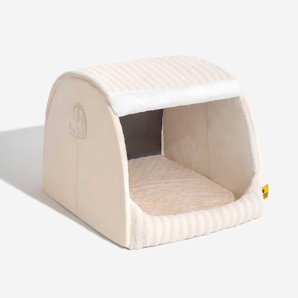 Cozy Orthopedic Striped Dog Bed - Plush Hideaway for Pets - Lexians