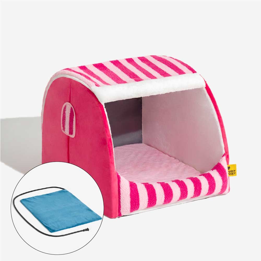 Cozy Orthopedic Striped Dog Bed - Plush Hideaway for Pets - Lexians