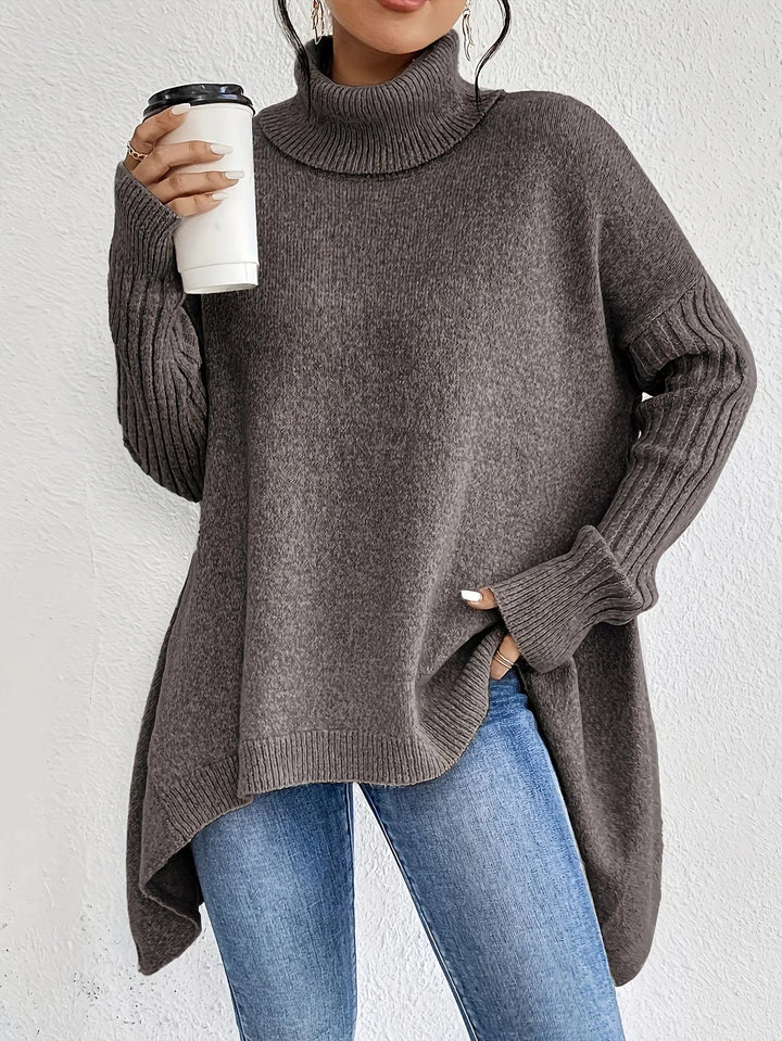 Fall fashion essential: women's black unfair turtleneck sweater for winter wear.
