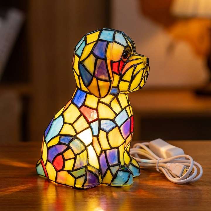 Elegant geometric LED resin lamp, a decorative sculpture light perfect for modern home decor.