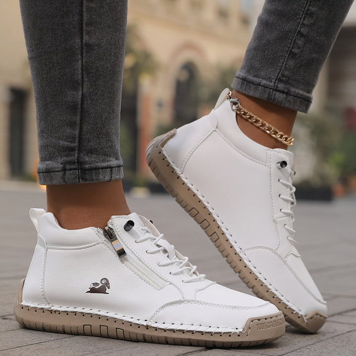 Daily wear shoes: Danielle zip-up sneakers for walking and convenience