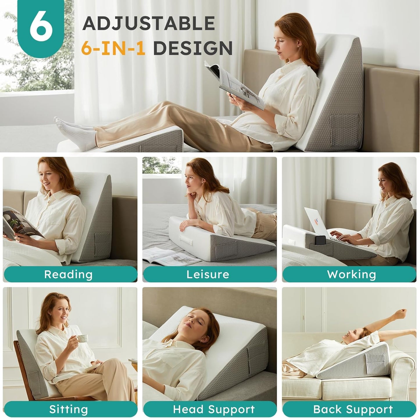 Deluxe Memory Foam Wedge Pillow for Enhanced Comfort - Lexians