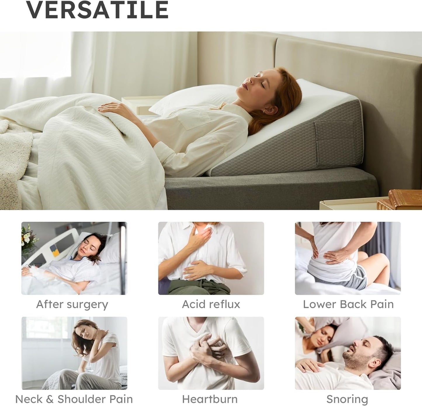 Deluxe Memory Foam Wedge Pillow for Enhanced Comfort - Lexians