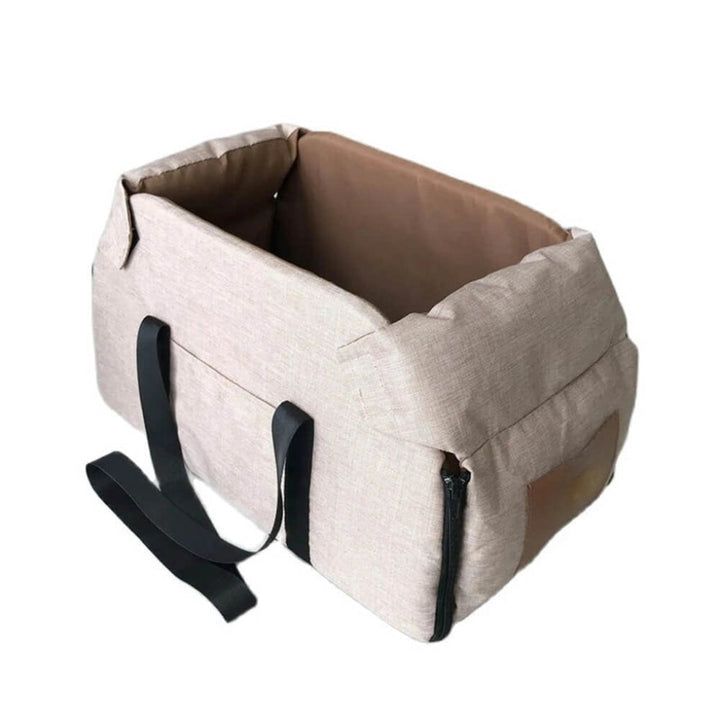 Secure non-slip pet car seat bed for dogs & cats in a stylish contrast color, ensuring safe & comfortable vehicle travel.