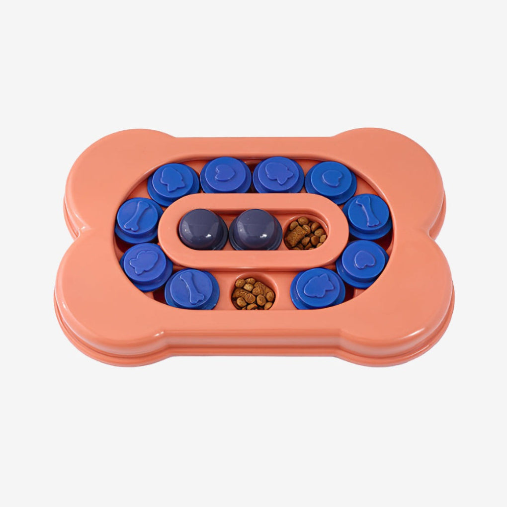 Engaging dog puzzle toy with hidden compartments for treats. Offers mental stimulation & pet enrichment.