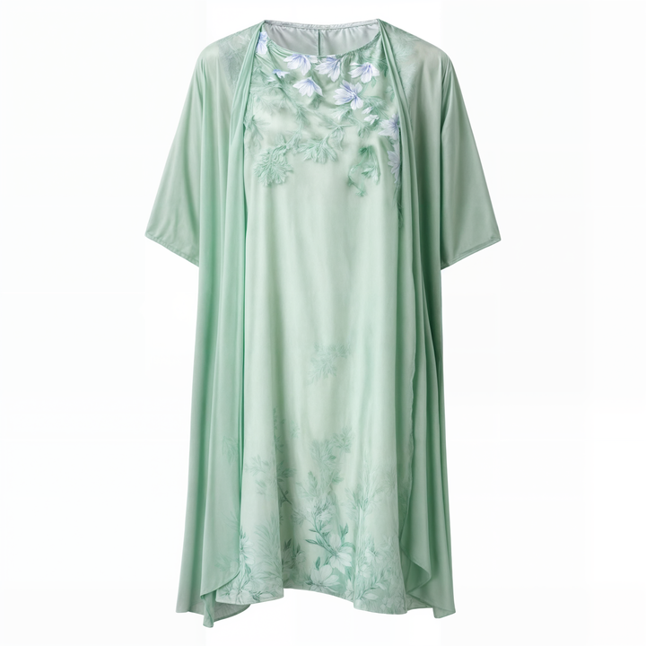 Women's summer floral A-line dress, short sleeves, elegant and comfortable for various occasions.