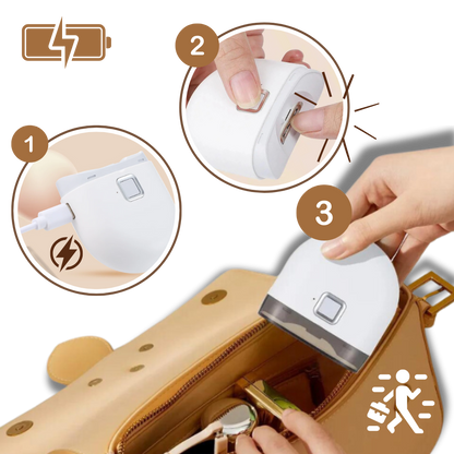 Dual-speed electric nail clipper with LED; white, sleek design for precise, safe, and convenient nail care for all ages.