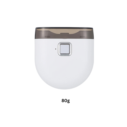 Dual-speed electric nail clipper with LED; white, sleek design for precise, safe, and convenient nail care for all ages.