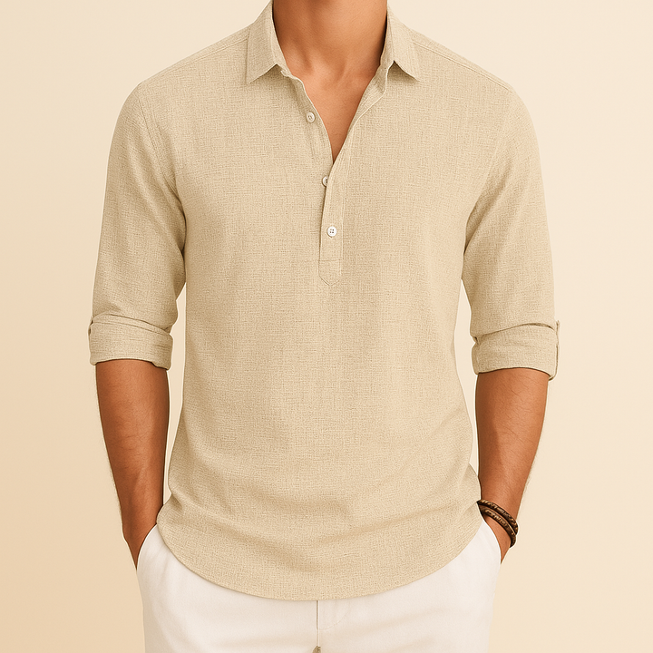 Men's comfortable loose long sleeve casual shirt, a pullover top for spring and autumn fashion.
