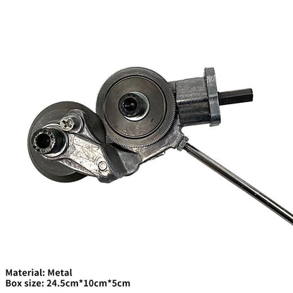 "Electric drill plate cutter for metal sheets, ergonomic design, cuts up to 3mm thick, compact and efficient tool."