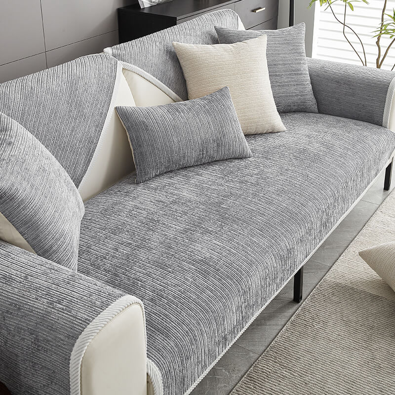 Elegant Chenille Striped Anti - Scratch Couch Cover for Living Room - Lexians