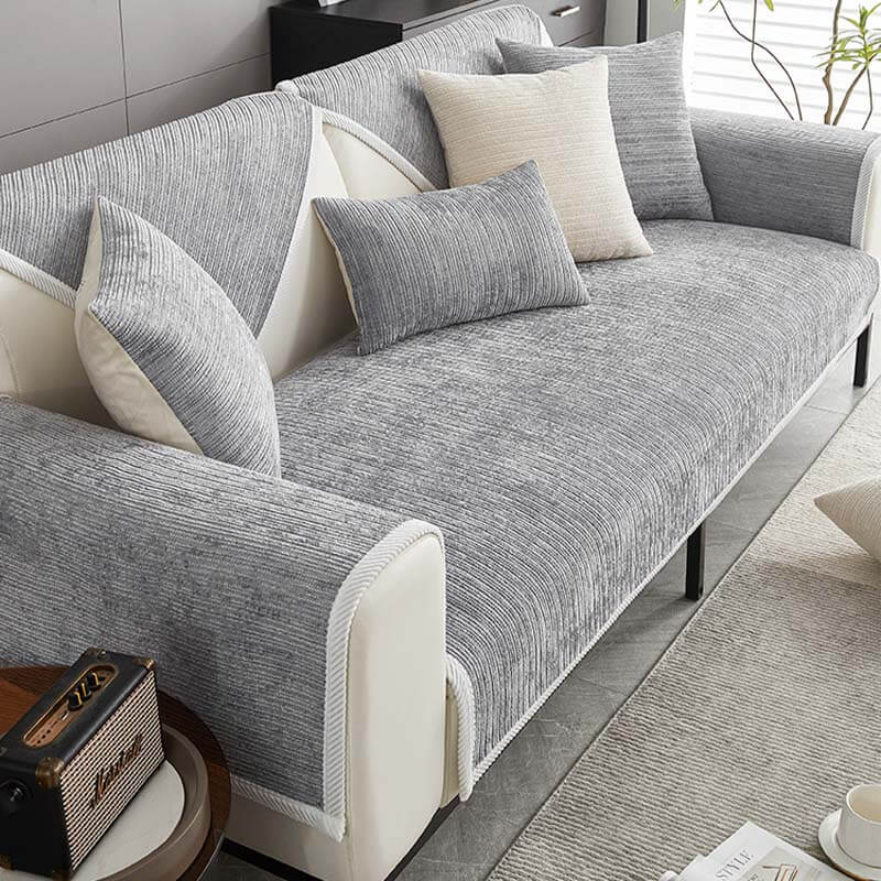 Elegant Chenille Striped Anti - Scratch Couch Cover for Living Room - Lexians