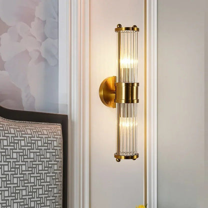Elegant Gold or Chrome Cylindrical Glass Wall Light - Lexians