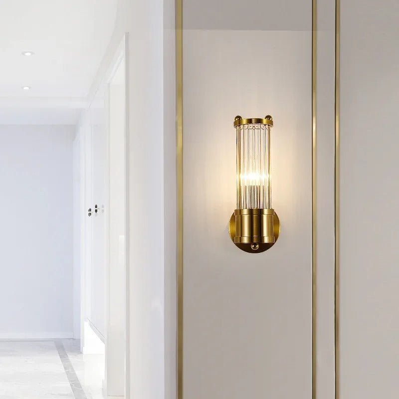 Elegant Gold or Chrome Cylindrical Glass Wall Light - Lexians