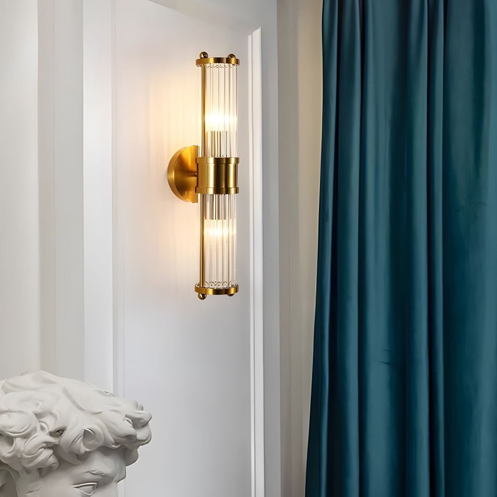 Elegant Gold or Chrome Cylindrical Glass Wall Light - Lexians