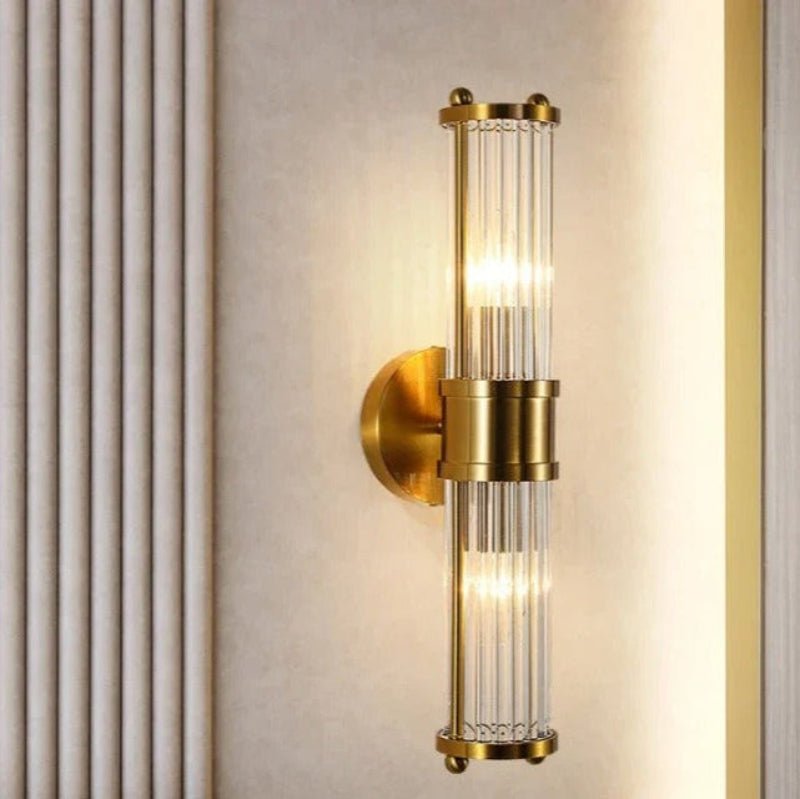 Elegant Gold or Chrome Cylindrical Glass Wall Light - Lexians
