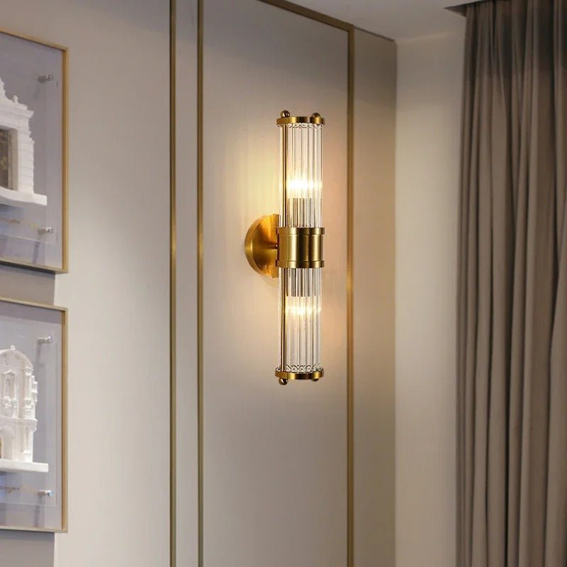 Elegant Gold or Chrome Cylindrical Glass Wall Light - Lexians