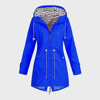 Elegant Long Waterproof Rain Jacket for Women with Hood - Lexians
