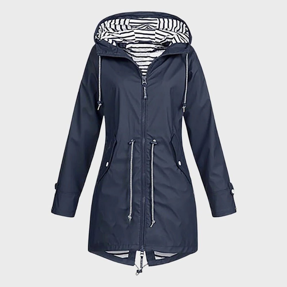 Elegant Long Waterproof Rain Jacket for Women with Hood - Lexians