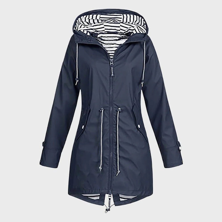Elegant Long Waterproof Rain Jacket for Women with Hood - Lexians