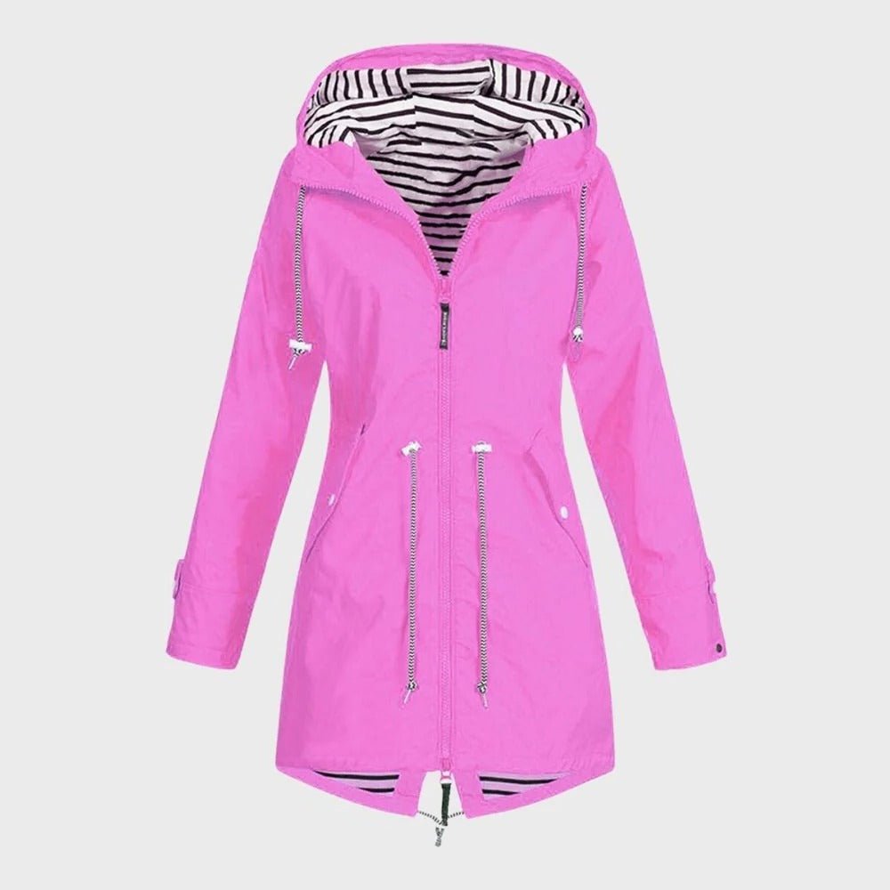 Elegant Long Waterproof Rain Jacket for Women with Hood - Lexians