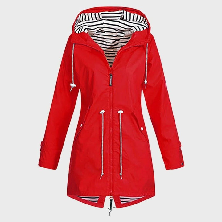 Elegant Long Waterproof Rain Jacket for Women with Hood - Lexians