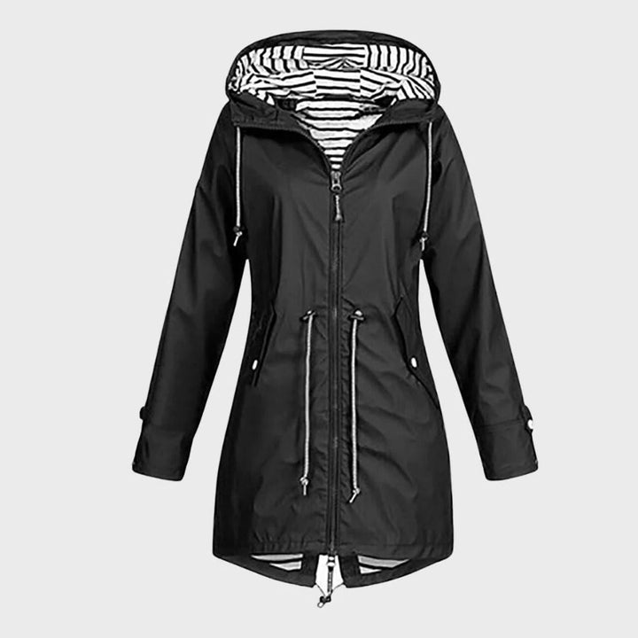 Elegant Long Waterproof Rain Jacket for Women with Hood - Lexians