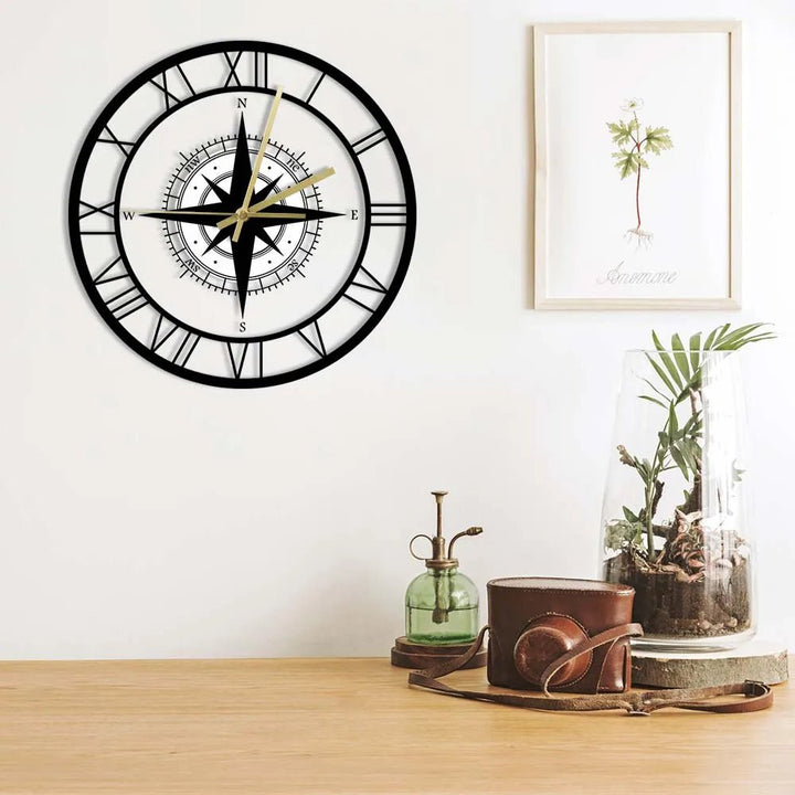 Elegant Nautical Compass Wall Clock for Maritime Decor - Lexians